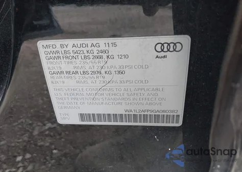 2016 Audi Q5 2.0T Premium из США, поврежденный, VIN WA1L2AFP9GA080382